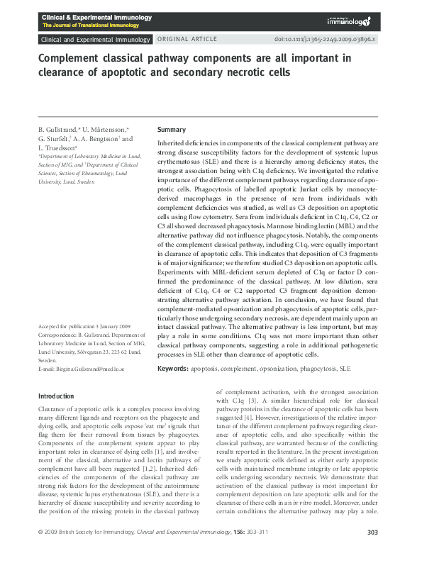 (PDF) Complement classical pathway components are all important in ...
