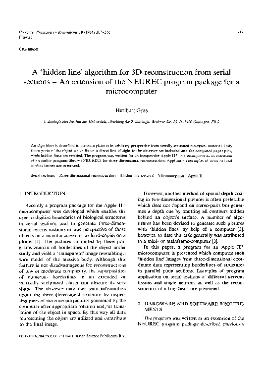 (PDF) A 'hidden line' algorithm for 3D-reconstruction from serial ...