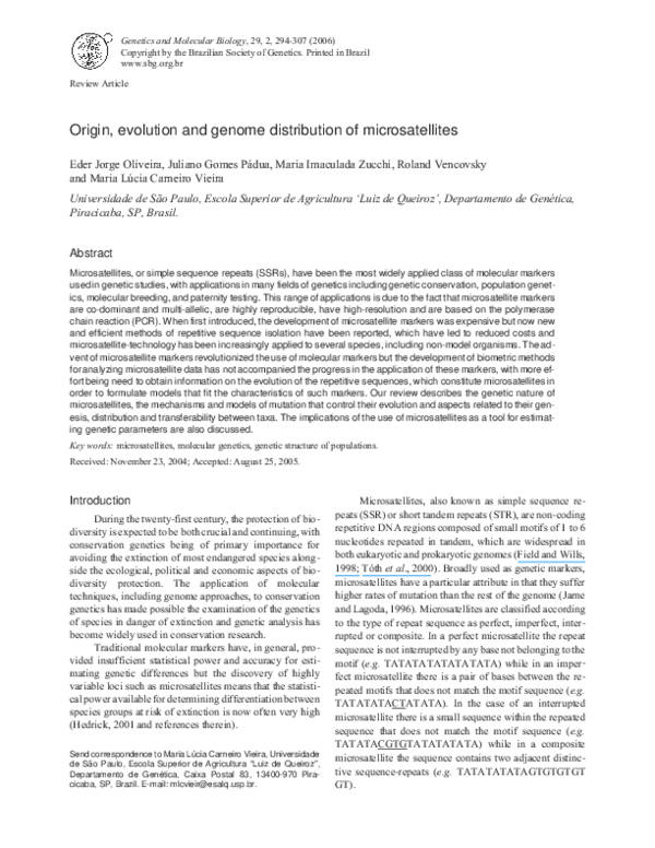 (PDF) Origin, evolution and genome distribution of microsatellites