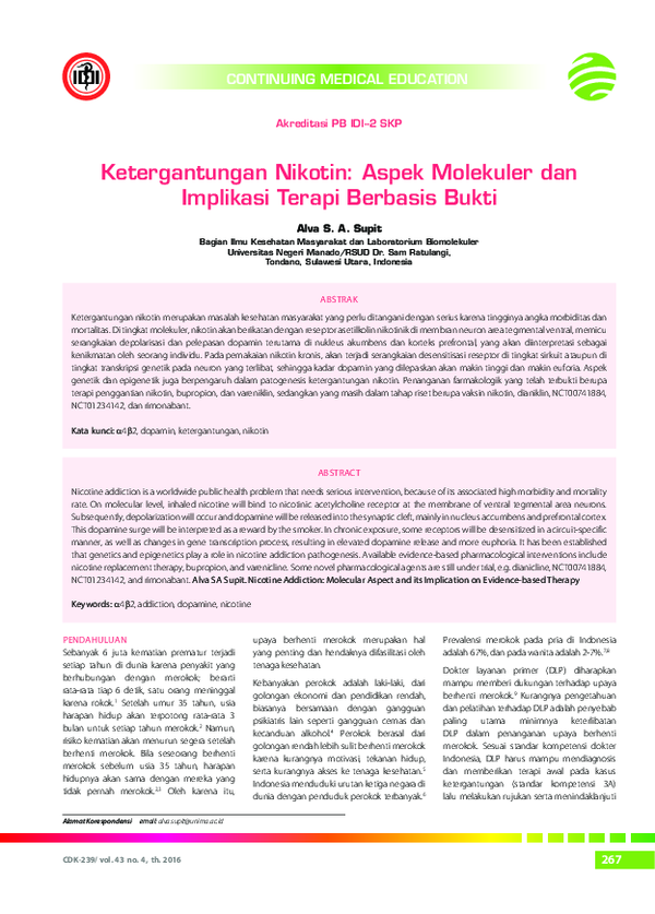 (PDF) Ketergantungan Nikotin: Aspek Molekuler dan Implikasi Terapi ...