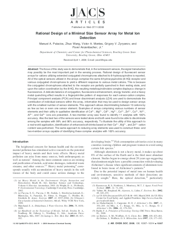 (PDF) Rational Design of a Minimal Size Sensor Array for Metal Ion ...