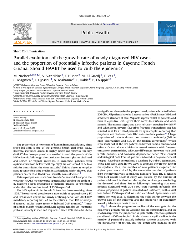 (PDF) Parallel evolutions of the growth rate of newly diagnosed HIV ...