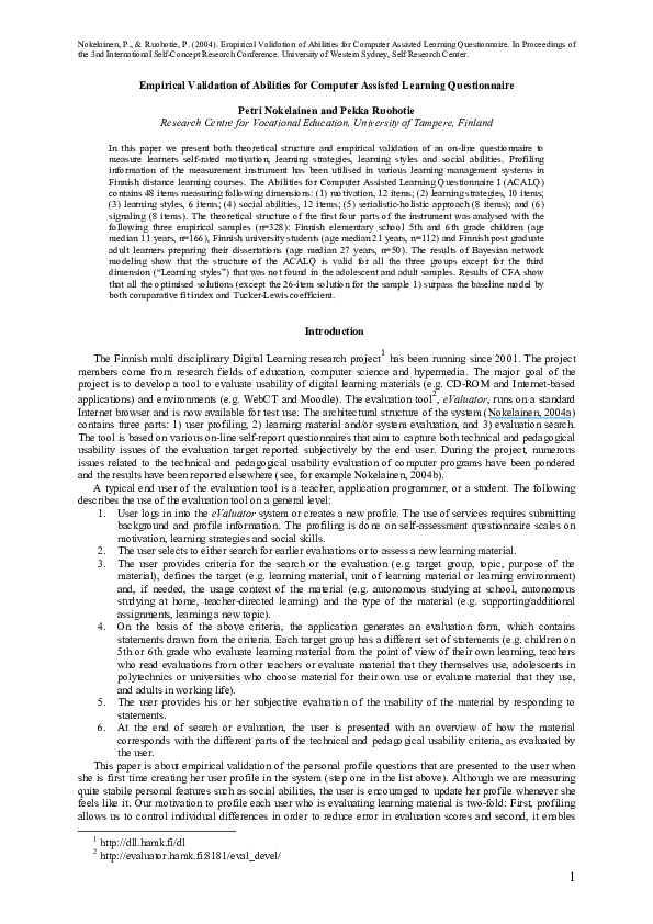 (PDF) Empirical Validation of Abilities for Computer Assisted Learning ...