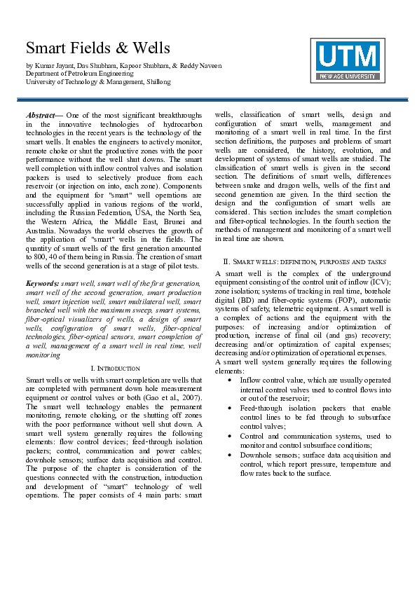 (DOC) Smart Fields & Wells