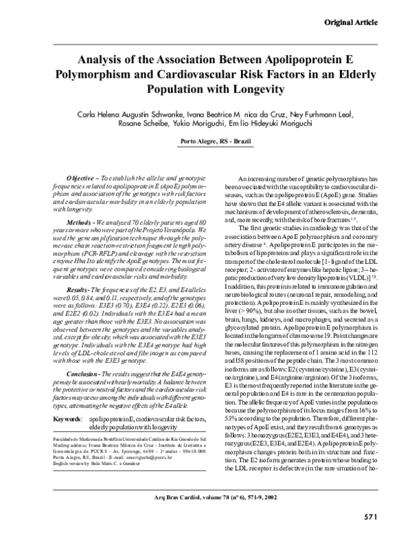 (PDF) Analysis of the Association Between Apolipoprotein E Polymorphism ...