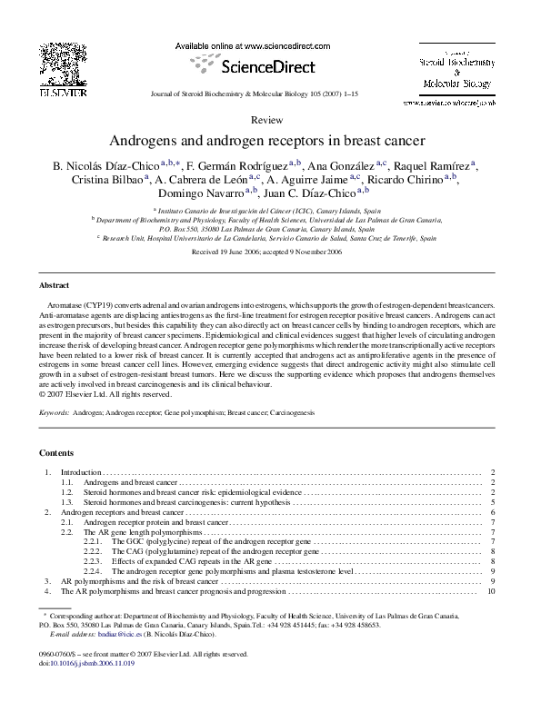 (PDF) Androgens and androgen receptors in breast cancer