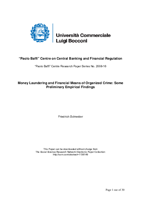 Pdf Money Laundering And Financial Means Of Organised Crime Some Preliminary Empirical Findings Organised Crime Academia Edu