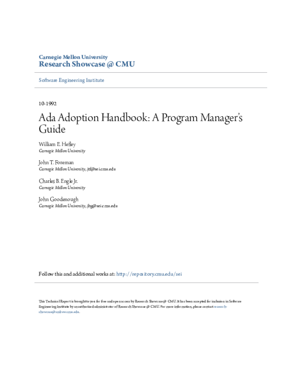 (PDF) Ada adoption handbook: A program manager’s guide