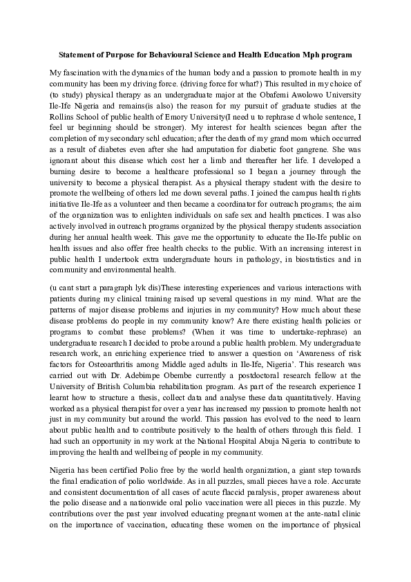 (DOC) Statement of purpose for Emory school of public heaalt Akintola