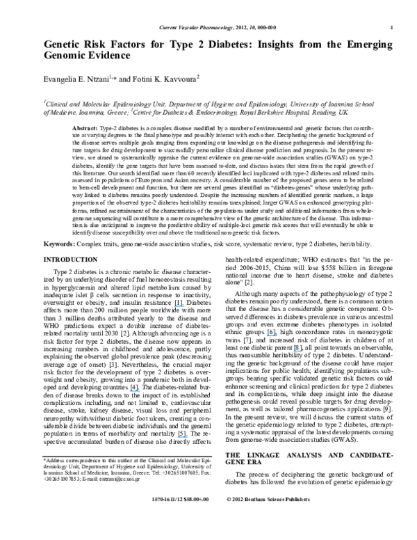 (PDF) Genetic risk factors for type 2 diabetes: insights from the ...