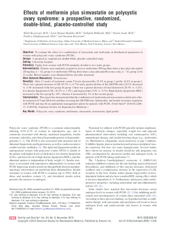 (PDF) Effects of metformin plus simvastatin on polycystic ovary ...