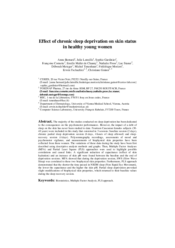 (PDF) Effect of chronic sleep deprivation on skin status in healthy ...