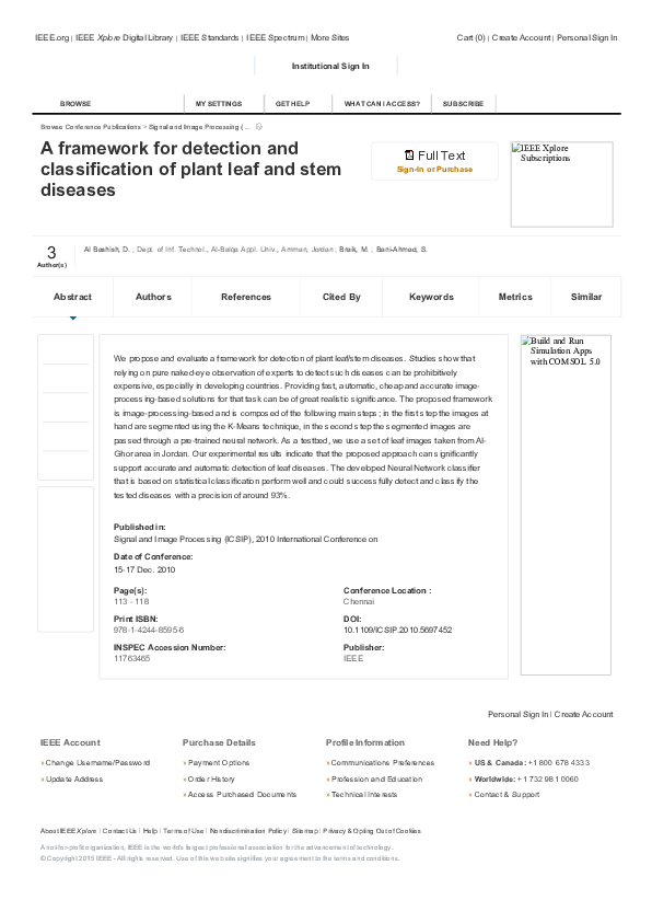 (PDF) A framework for detection and classification of plant leaf and ...