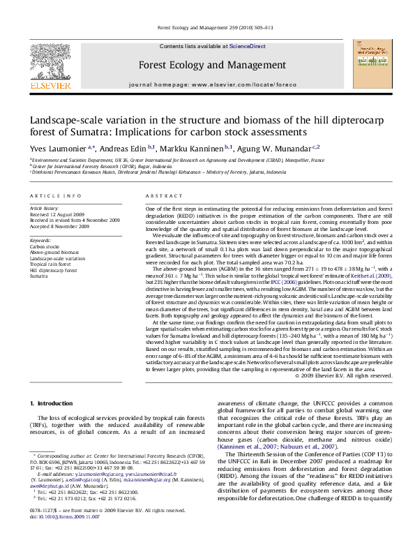 (PDF) Landscape-scale variation in the structure and biomass of the ...