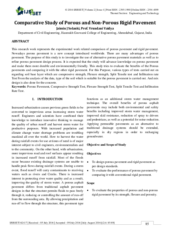 (PDF) Comparative Study of Porous and NonPorous Rigid Pavement International Journal of