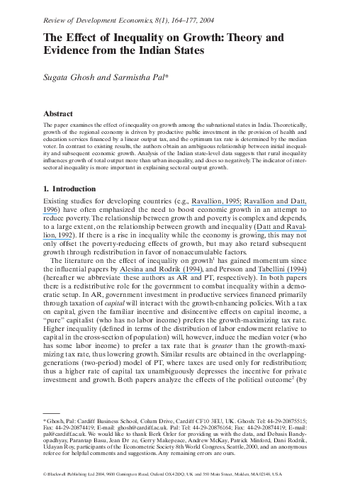 (PDF) The Effect of Inequality on Growth: Theory and Evidence from the ...