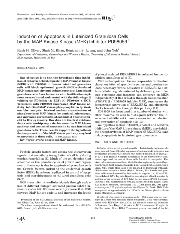 (PDF) Induction of Apoptosis in Luteinized Granulosa Cells by the MAP ...