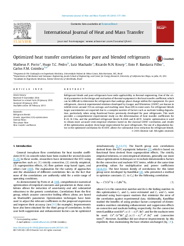 (PDF) Optimized heat transfer correlations for pure and blended ...