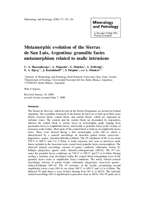 (PDF) Metamorphic evolution of the Sierras de San Luis, Argentina ...