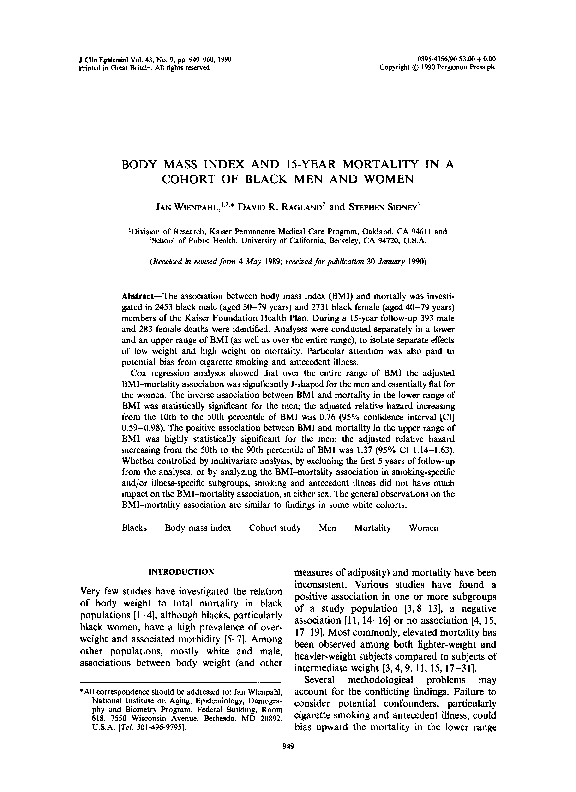 (PDF) Body mass index and 15-year mortality in a cohort of black men ...