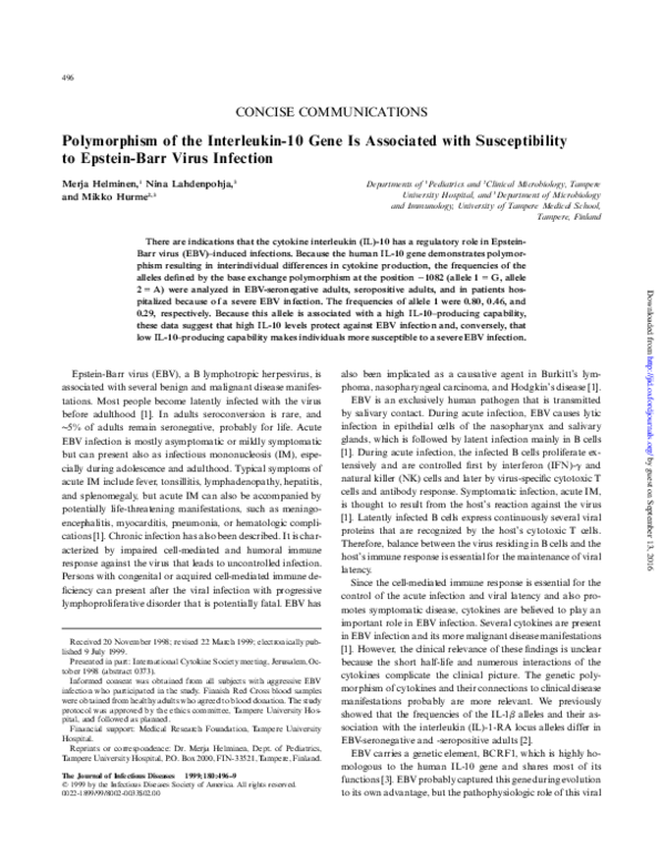 (PDF) Polymorphism of the Interleukin‐10 Gene Is Associated with ...