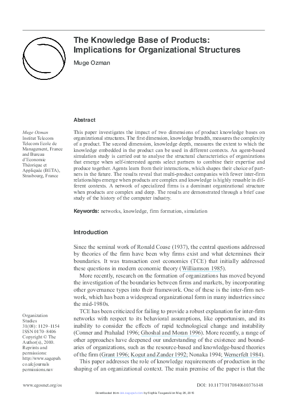 (PDF) The Knowledge Base of Products: Implications for Organizational ...