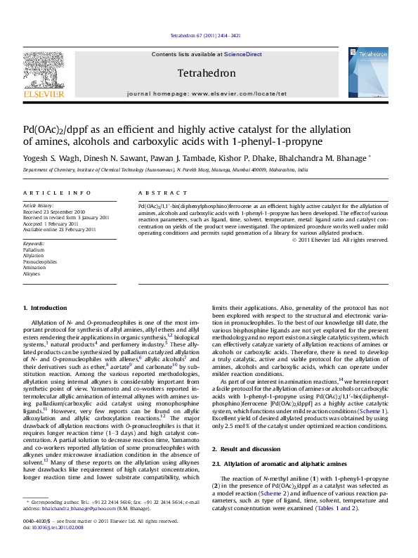 (PDF) Pd(OAc) 2/dppf as an efficient and highly active catalyst for the ...