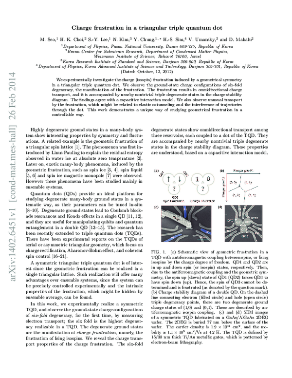 (PDF) Charge Frustration in a Triangular Triple Quantum Dot