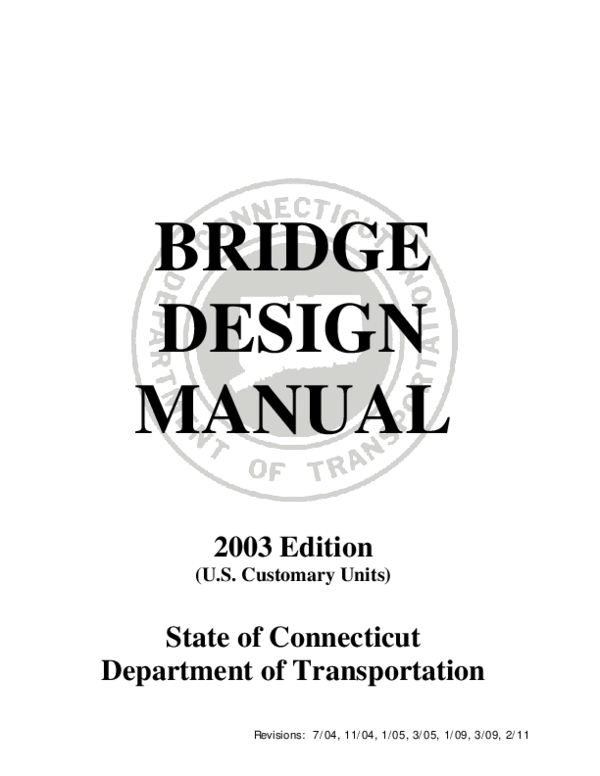 (PDF) BRIDGE DESIGN MANUAL 2003 Edition State of Connecticut Department