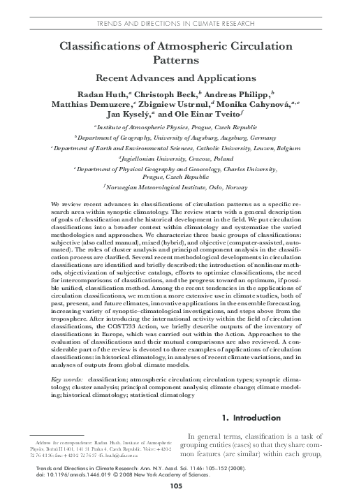 (PDF) Classifications of Atmospheric Circulation Patterns : Recent ...