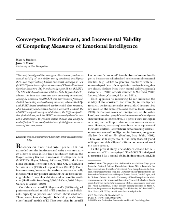(PDF) Convergent, Discriminant, and Incremental Validity of Competing ...