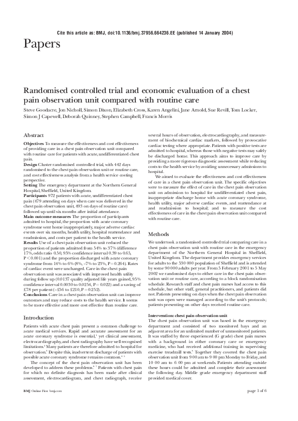 (PDF) Randomised controlled trial and economic evaluation of a chest ...
