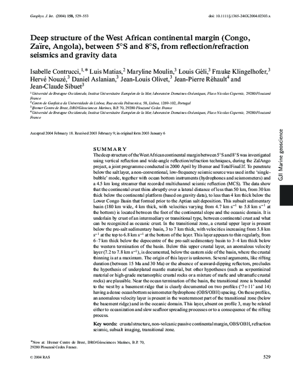 (PDF) Deep structure of the West African continental margin (Congo ...
