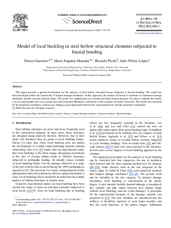 (PDF) Model of local buckling in steel hollow structural elements ...