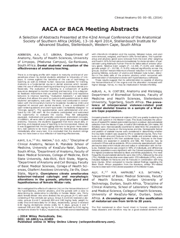 (PDF) Proceedings of the 42nd Annual Conference of the Anatomical