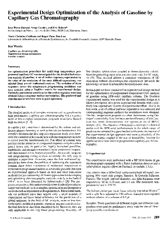 (PDF) Experimental design optimization of the analysis of gasoline by ...