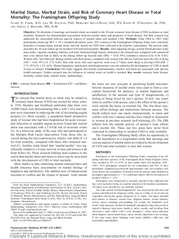 (PDF) Marital Status, Marital Strain, and Risk of Coronary Heart