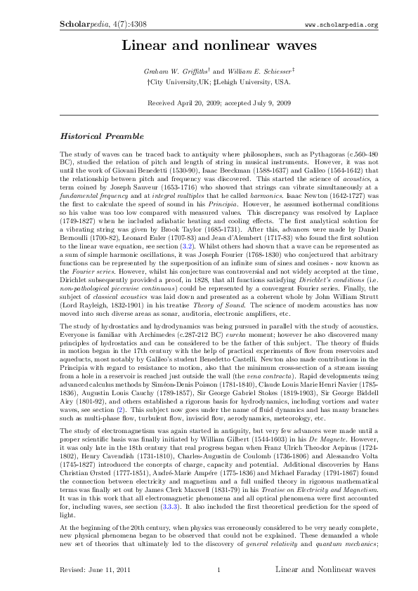 (PDF) Linear and Nonlinear Waves