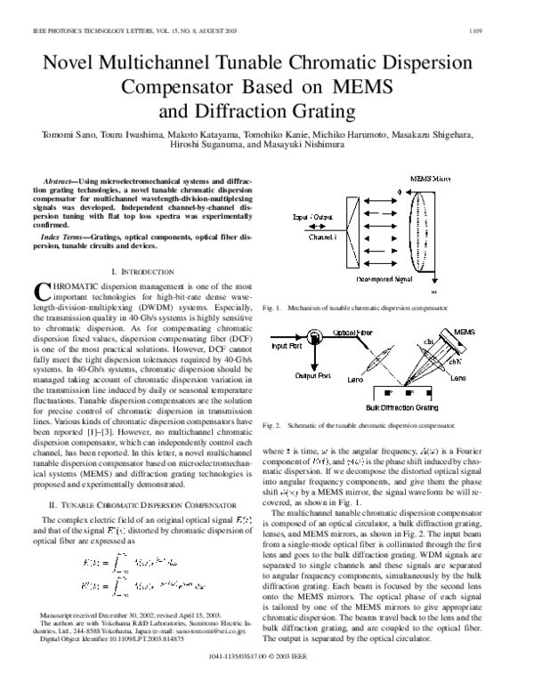 (PDF) Novel multichannel tunable chromatic dispersion compensator based ...