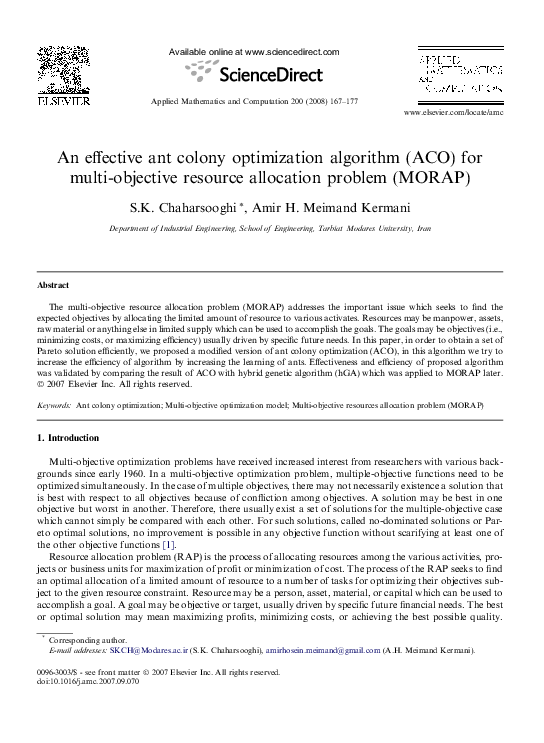 (PDF) An effective ant colony optimization algorithm (ACO) for multi ...