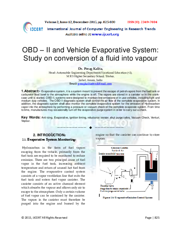 (PDF) OBD II and Vehicle Evaporative System Study on conversion of a
