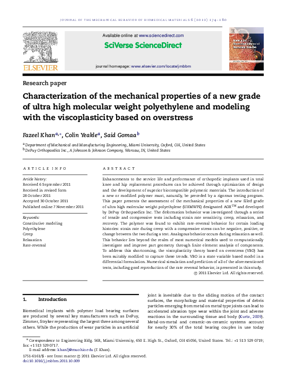 (PDF) Characterization of the mechanical properties of a new grade of ...
