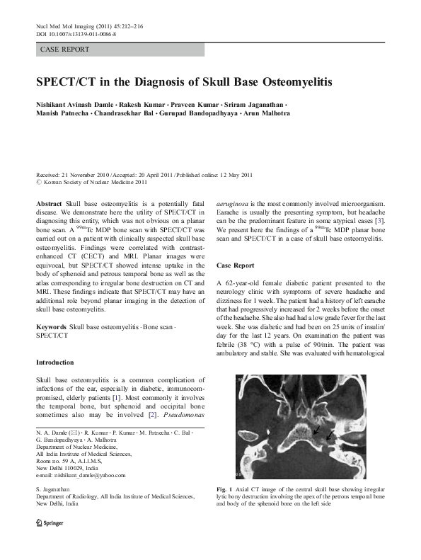 (PDF) SPECT/CT in the Diagnosis of Skull Base Osteomyelitis