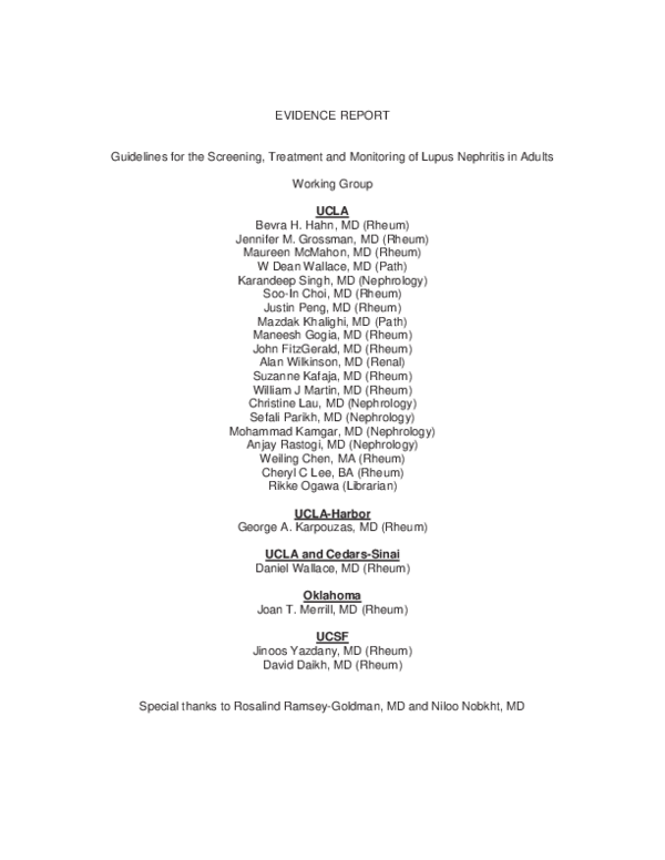 (PDF) EVIDENCE REPORT Guidelines for the Screening, Treatment and ...