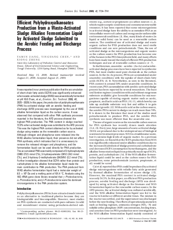 (PDF) Efficient Polyhydroxyalkanoates Production from a Waste-Activated ...