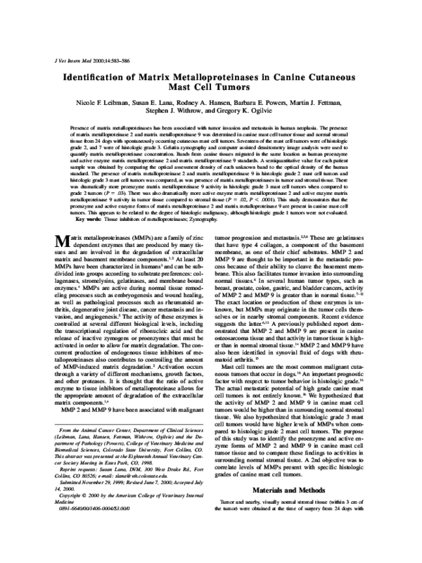 (PDF) The identification of matrix metalloproteinases and their tissue ...