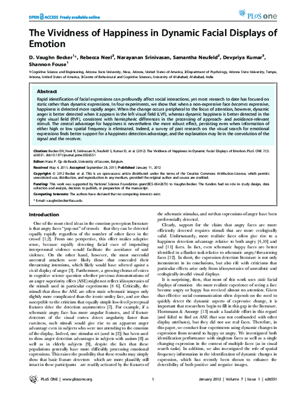 (PDF) The Vividness of Happiness in Dynamic Facial Displays of Emotion