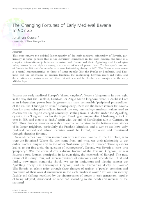 The Changing Fortunes of Early Medieval Bavaria to 907 ad