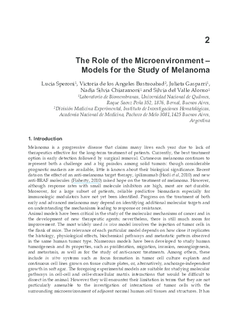 (PDF) The Role of the Microenvironment – Models for the Study of Melanoma