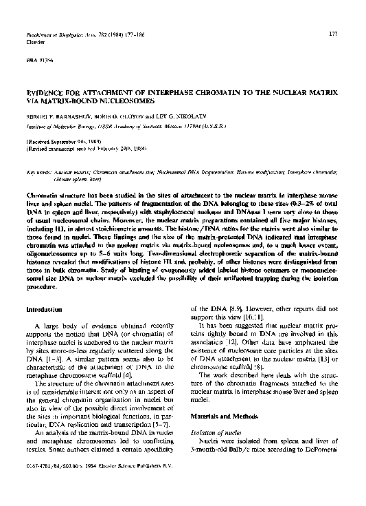 (PDF) Evidence for attachment of interphase chromatin to the nuclear ...